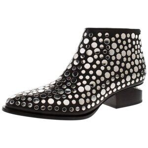 Alexander Wang Black Studded Leather Gabi Ankle Boots Size 37